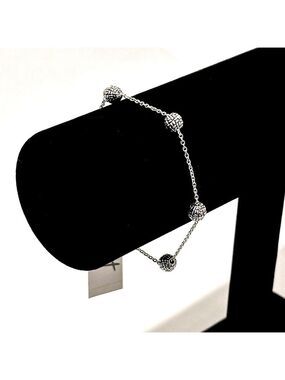 MONET delicate Silver Textured Ball Chain Bracelet NWT​